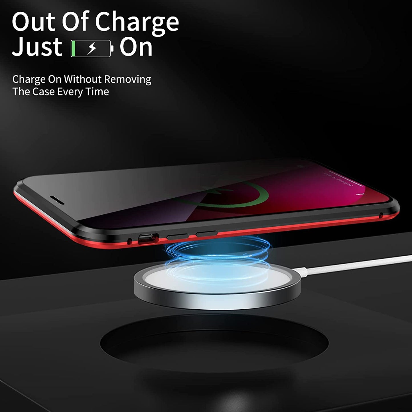 YUNQE Privacy Magnetic Case for Iphone 12 Pro Max, Double Sided Magnet Adsorption Cover with Anti-Peep Screen Protector and Camera Lens Full Body Protective for Iphone 12 Pro Max, Red  YUNQE   