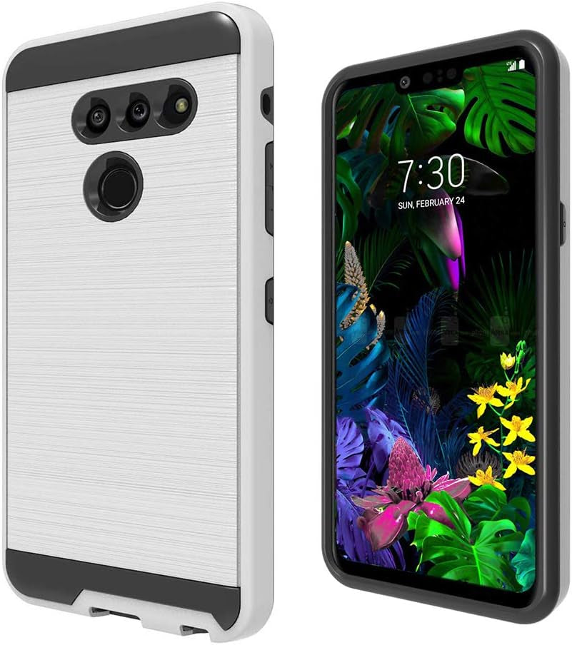 NEM Case LG G8 Thinq Phone Case, LG G8 Phone Case, LG G8 Hybrid Dual Layer Case, Shock Resistant Brushed Texture Full-Body Protective Cover Gold  NEM Silver  