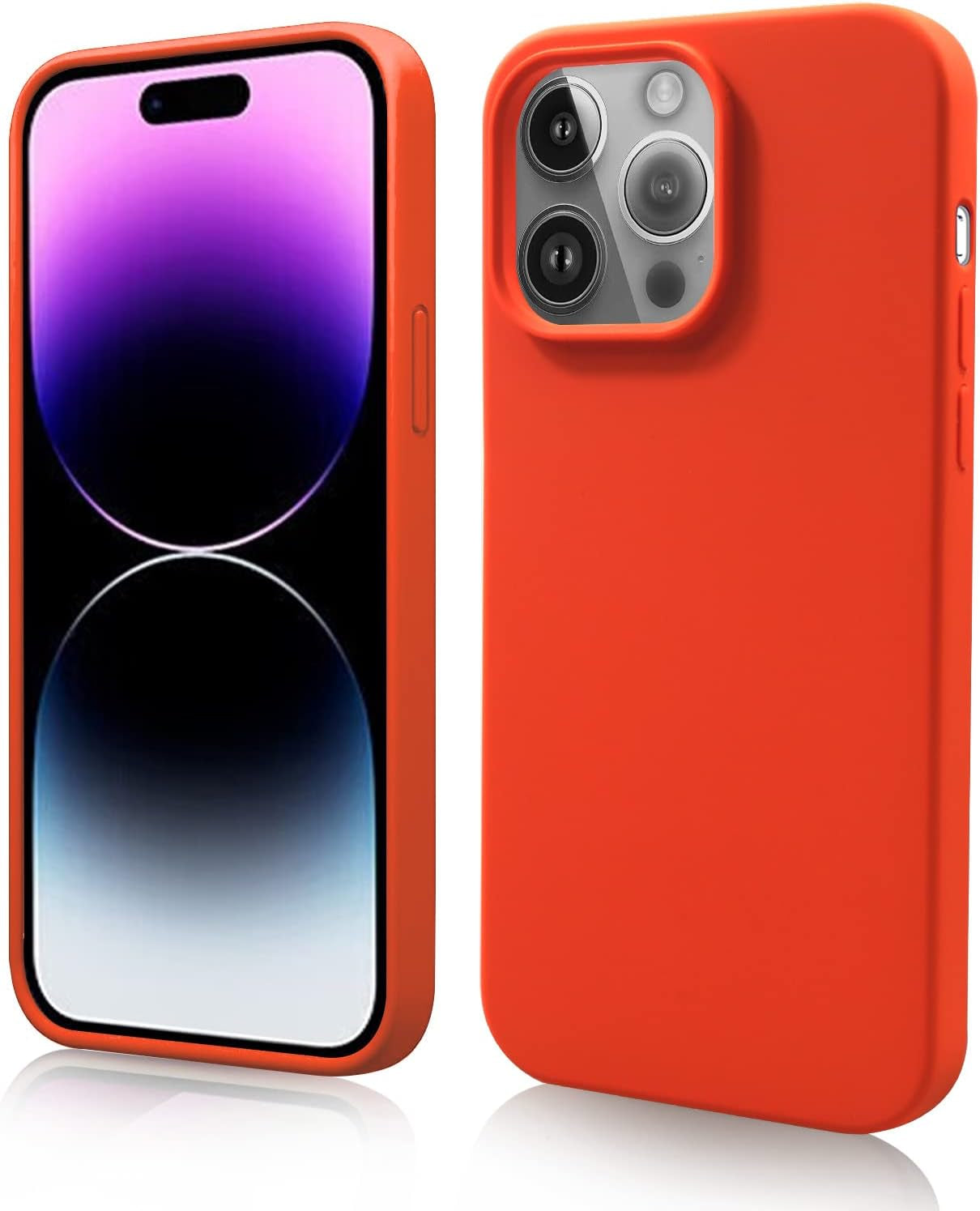 YOZEB Silicone Case Designed for Iphone 14 Pro Max, Shockproof Anti-Scratch and Anti-Fingerprint 4-Layer Full Body Protective Cover Slim Phone Case Compatible with Iphone 14 Pro Max 6.7 Inches (Blue)  YOZEB Orange- Iphone 14 Pro Max  