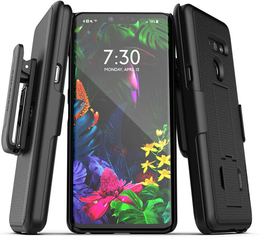 Encased Belt Clip Case Compatible with LG G8 Thinq (2019 Duraclip) Slim Grip Cover W/Holster (Black)  Encased   