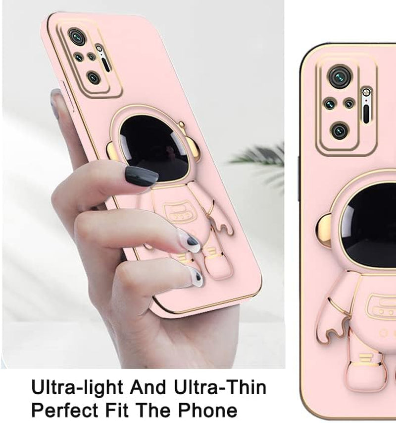 Compatible with Xiaomi Redmi Note 10 Pro Case Silicone TPU Plating, Xiaomi Redmi Note 10 Pro Cases Cute Astronaut Pattern Phone Case with Stand (Pink)  Tiwinxing   