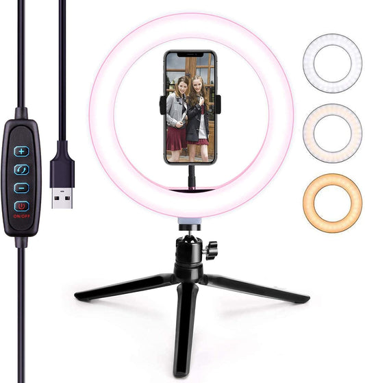 LED Ring Light 10" with Tripod Stand & Phone Holder,Selfie Ring Light Dimmable Makeup Ring Light for Youtube Video, Photography, Shooting with 3 Light Modes & 10 Brightness Level  everySU   