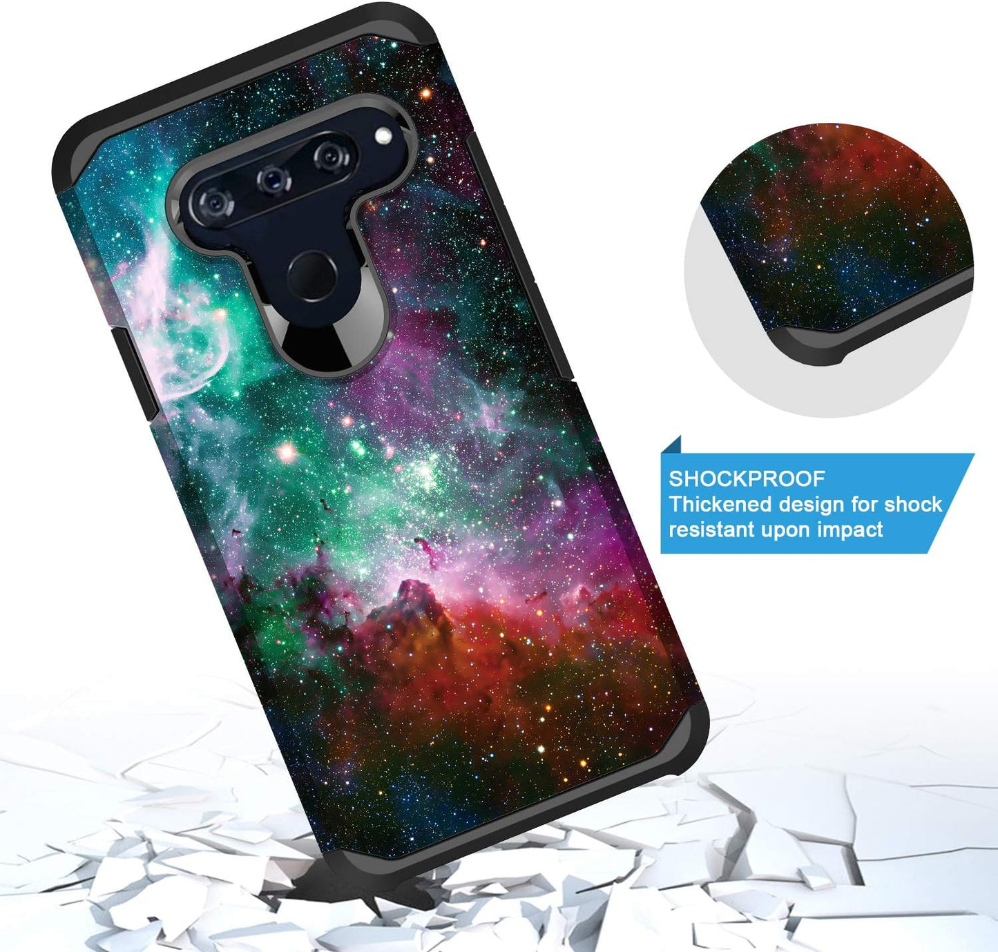 GORGCASE Phone Case Compatible for LG V40 THINQ CASE with Screen Protector,Slim Cute PC TPU Shock-Proof Dual Layer Bumper Girls Women Armor Drop Protection Protective Cover LG V40 Galaxy Star  GORGCASE   