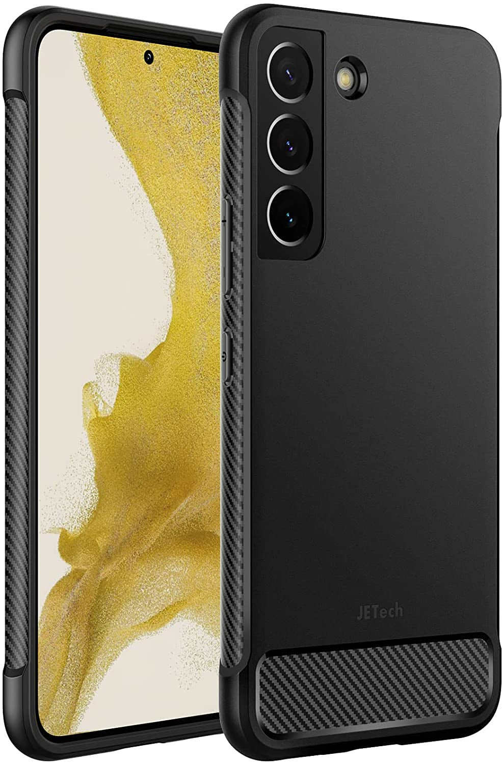 Jetech Slim Fit Case for Samsung Galaxy S22 5G 6.1-Inch, Thin Phone Cover with Shock-Absorption and Carbon Fiber Design (Pink)  JETech Black  