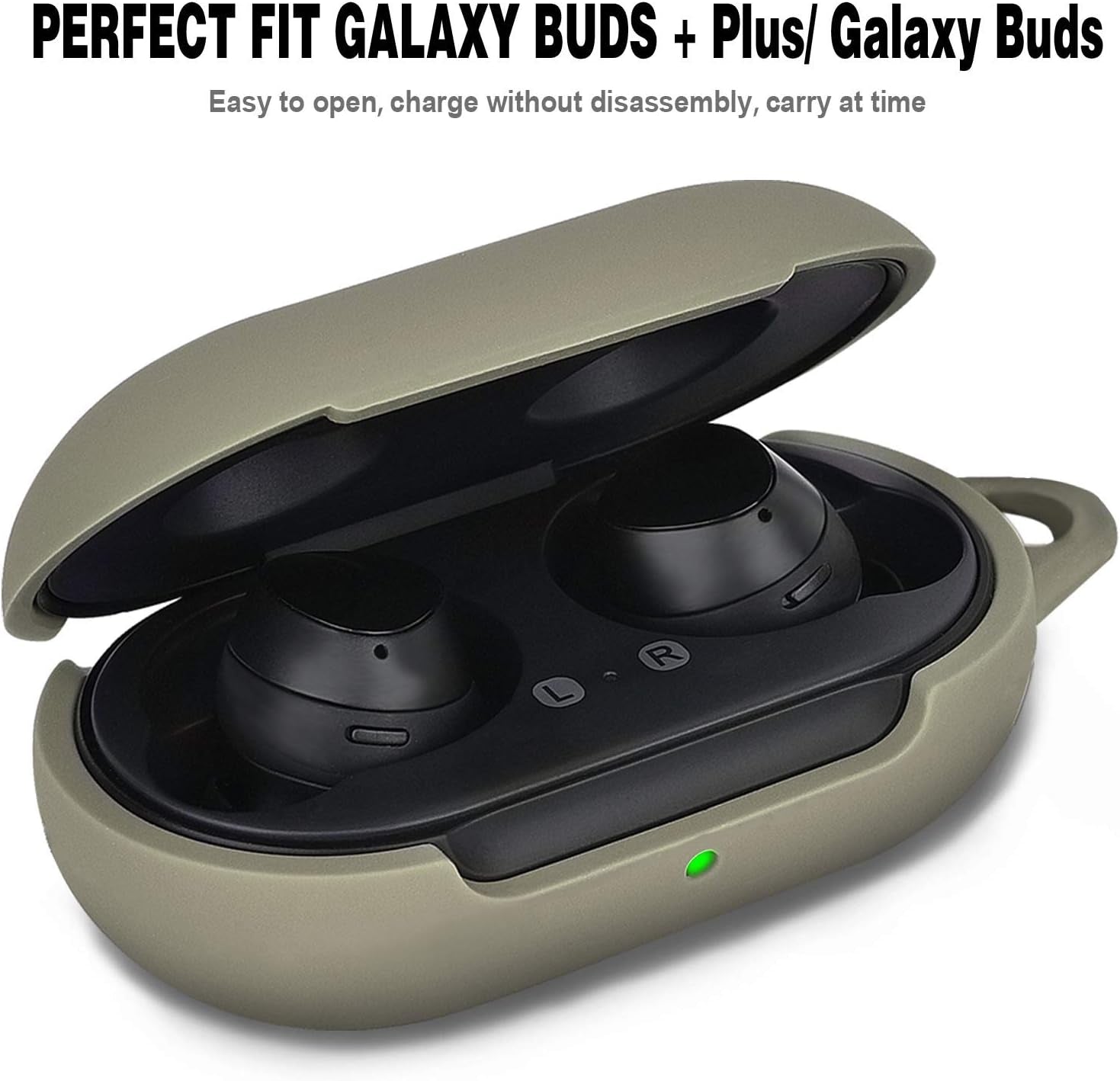 Filoto Silicone Case for Samsung Galaxy Buds plus Case/Galaxy Buds Case with Pom Pom Keychain Protective Cover Galaxy Earbuds Accessory (Olive Green)  Kerle   