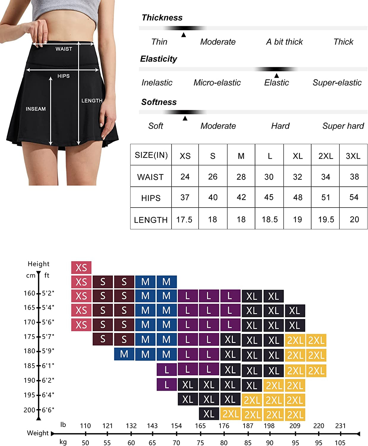ZUTY 18" High Waisted Tennis Skirt for Women Skorts Skirts with Pockets Casual Modest Long Golf Athletic Running  ZUTY   