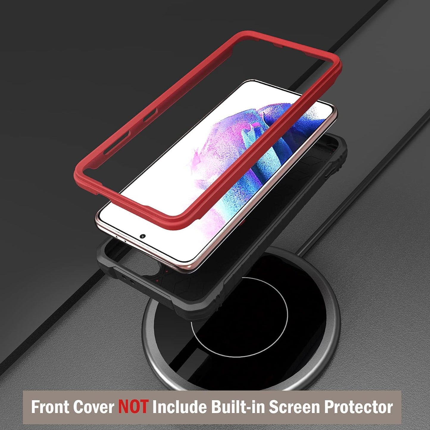 Exoguard Samsung Galaxy S21 plus 5G Case, Rubber Shockproof Full Body Cover Case for Samsung S21 plus Phone 6.7 Inch, Built-In Kickstand (Red)  ExoGuard   