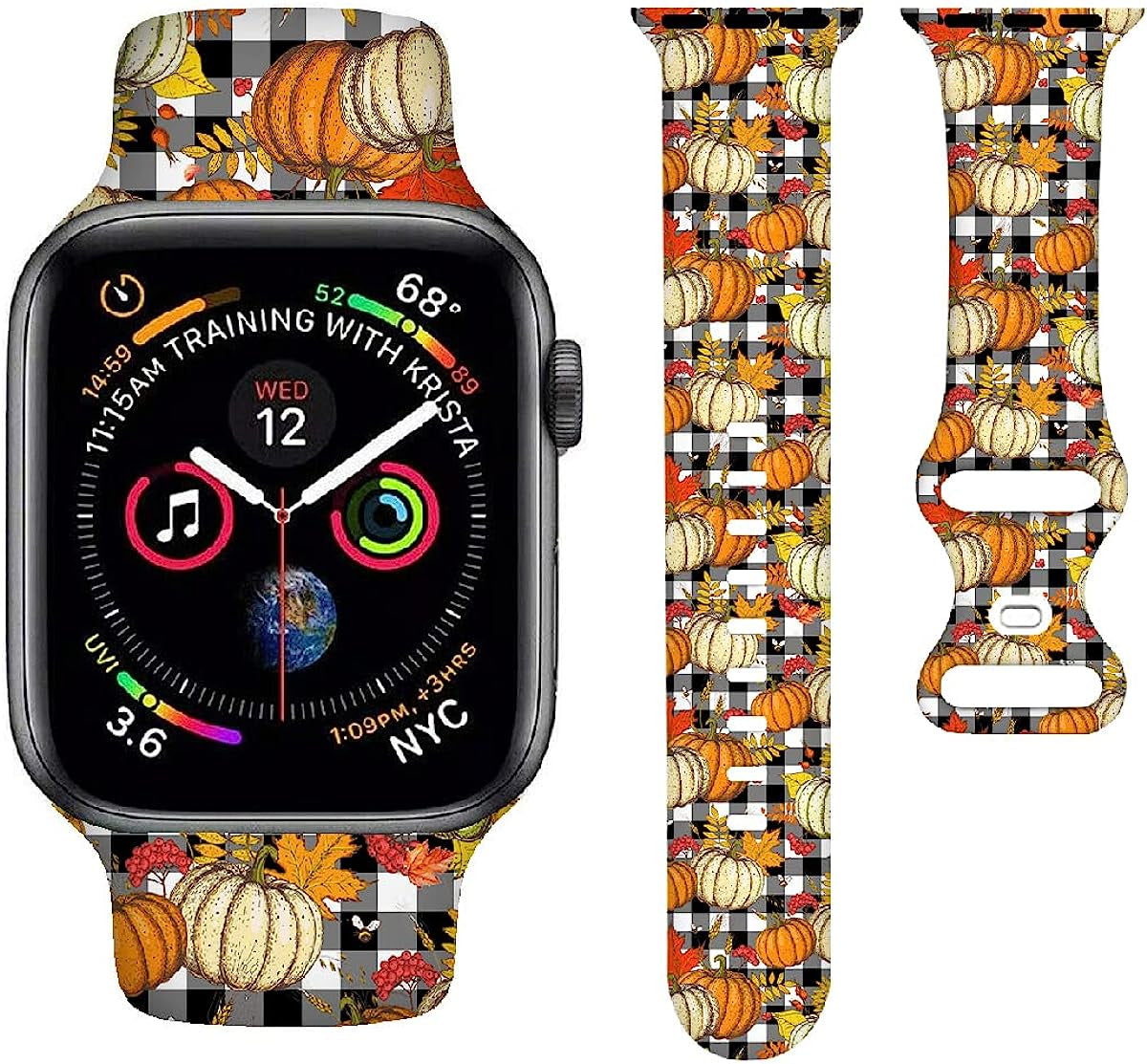 BACDOILQ Christmas Thanksgiving Watch Band Smartwatch Replacement Compatible with Watch 38Mm 40Mm 41Mm 42Mm 44Mm 45Mm Silicone Strap for Watch Series 7/6/5/4/3/2/1/SE  BACDOILQ Fall-04 42/44/45mm 