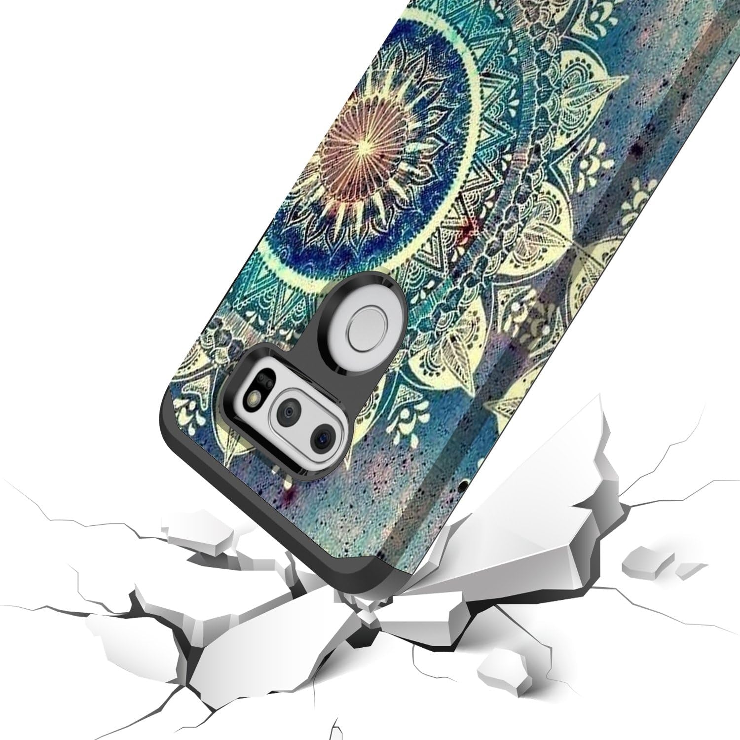 Rosebono for LG V30 Case, LG V30 plus Case, Hybrid Dual Layer Shockproof Hard Cover Graphic Fashion Cute Colorful Silicone Skin for LG V30 / LG V30Plus (Green Mandala)  Rosebono   
