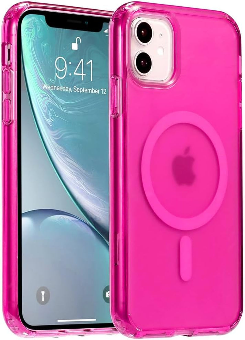 Yriklso for Iphone 11 Magnetic Case, Built in Magnets Compatible with Magsafe, Translucent Matte Hard PC Back Cover + Soft TPU Frame Slim Bumper Case for Iphone 11 （6.1"）,Black  Yriklso Pink  