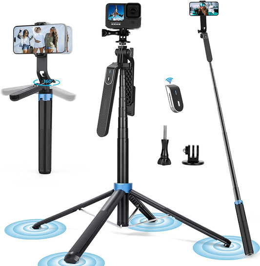 Eocean 71" Tall Selfie Stick Tripod Quadripod with Remote & Video Balance Handle, Aluminum Alloy Extendable Cell Phone Tripod Stand, Travel Tripod Phone Holder Compatible with Iphone/Android/Gopro  EOCEAN   