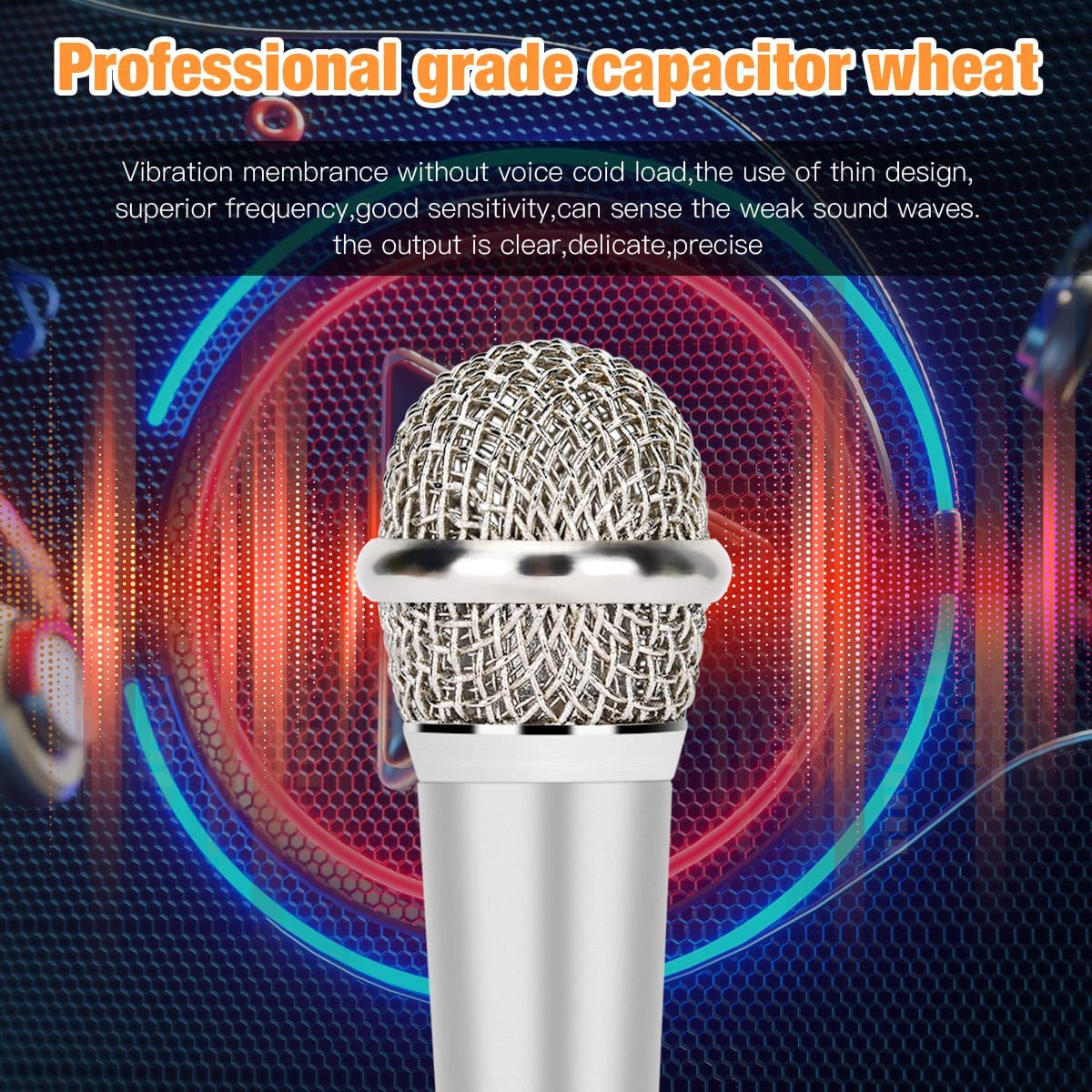 Mini Microphone,Portable Vocal Tiny Microphone, Asmr Microphone,Phone Microphone, Mini Karaoke Microphone for Voice Recording Chatting and Singing on Iphone,Android,Laptop Notebook（Silver）  DELADOLA   