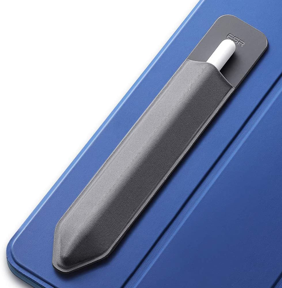 ESR Pencil Holder Compatible with Pencil (1St and 2Nd Gen), Elastic Pocket [Stylus Pens Protected and Safe] Pouch Adhesive Sleeve Attached to Case for Stylus Pens - Black  Electronic Silk Road Corp Dark Grey  