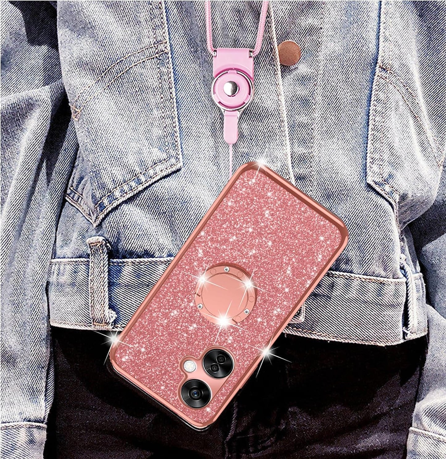Nancheng for Oneplus Nord N30 5G Case (2023), Phone Case for Nord N30 5G 5G Women Glitter Cute Luxury Soft TPU Silicone Clear Cover with Stand Bumper Shockproof Full Body Protection Case - Rose Gold  nancheng   