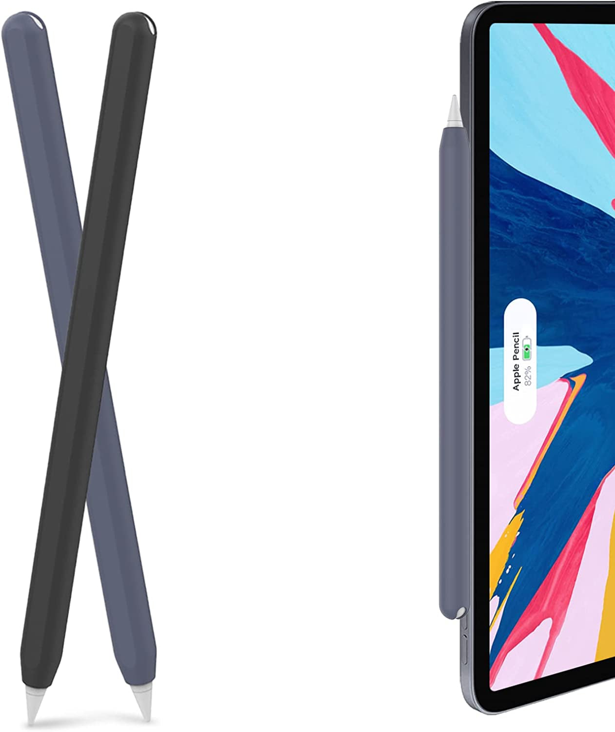 Ahastyle Ultra Thin Case Silicone Skin Cover Compatible with Apple Pencil 2Nd Generation, Ipad Pro 11 12.9 Inch-2 Pack (Light Blue & Pink)  AHASTYLE 2pcs Black & Midnight Blue  