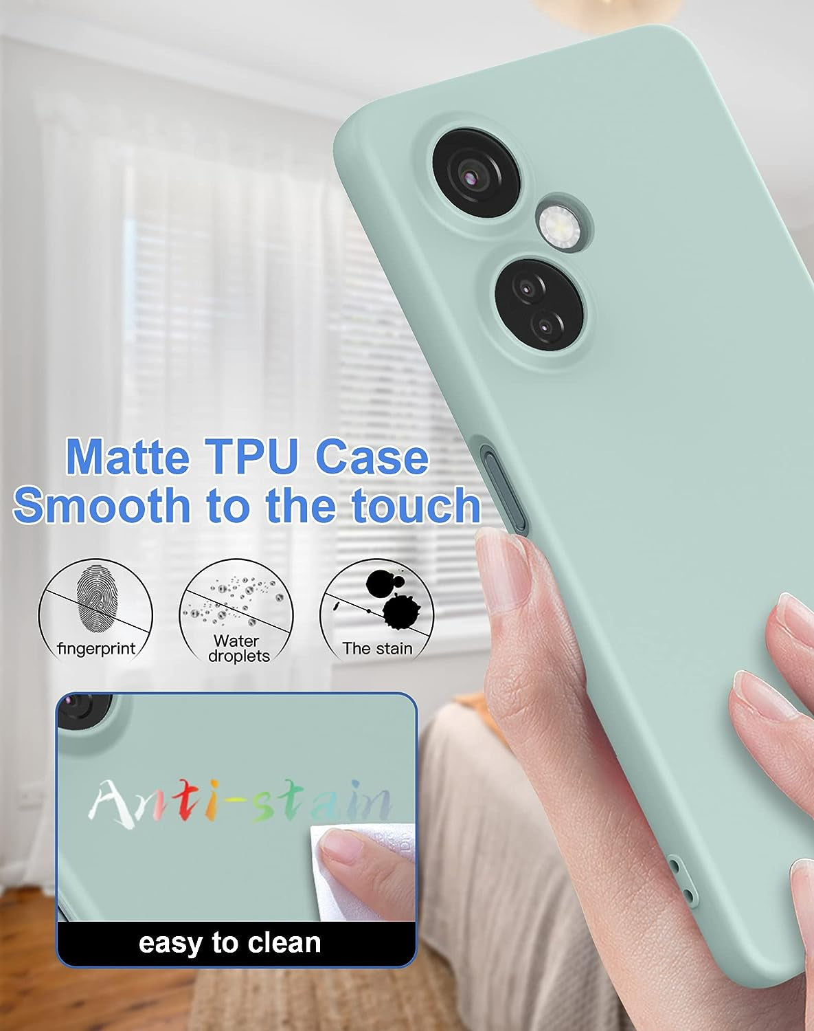 Foluu Silicone Case for Oneplus Nord N30 5G, Liquid Gel Rubber Case with Soft Microfiber Lining Cushion Slim Hard Shell Shockproof Protective Cover for Oneplus Nord N30 5G 2023 (Light Cyan)  Foluu   