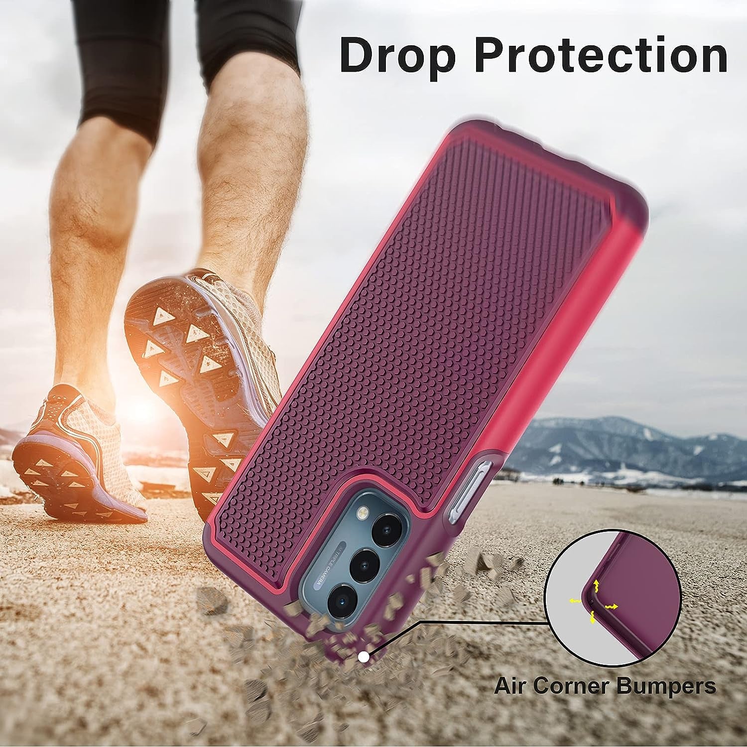 NTZW for Oneplus Nord N200 5G Case: Heavy Duty Shockproof Protective Phone Case [2 Tempered Glass Screen Protector] Anti-Slip Textured Hard Cover + Soft Silicone Bumper, Military Armor Case - Burgundy  yanshichuang   