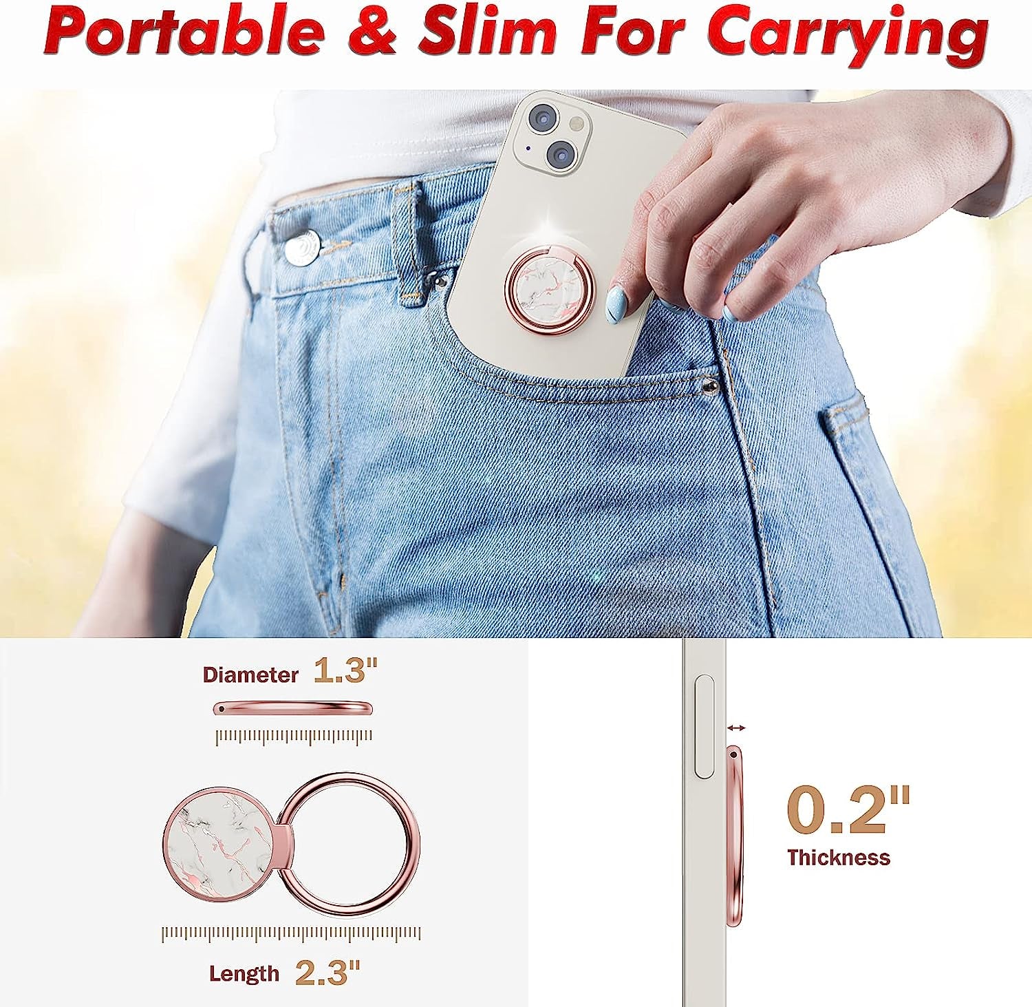 Cell Phone Ring Holder, Finger Ring Stand, 360 Degree Rotation Finger Ring Kickstand, Metal Grip for Magnetic Car Mount Compatible with Iphone, Samsung, LG, Sony,Smartphone Accessories (White)  Chvelop   