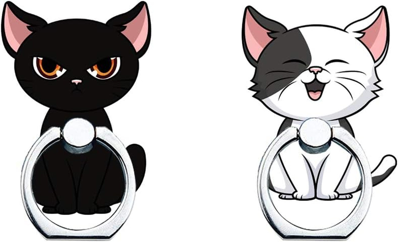 Cute Kawaii Kitty Phone Ring Stand Holder Anime 360 Degree Rotation Finger Ring Grip Stand for Cellphones,Smartphones and Tablets(Kitty Phone Ring Stand)  Cinpudo Black Cat and White Cat Phone Ring Stand  