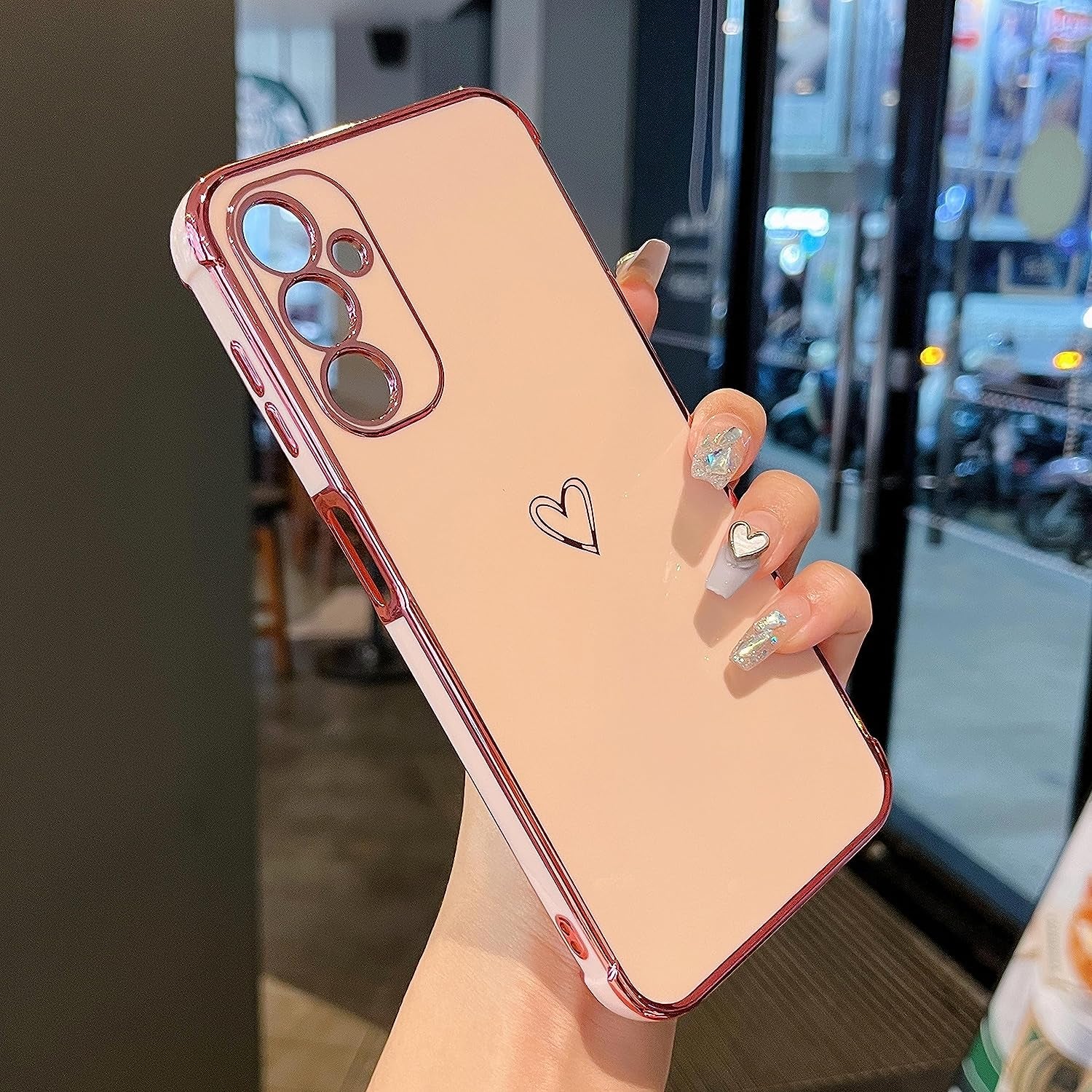 ZTOFERA Samsung Galaxy A14 5G Case,Cute Plating Edge Love Hearts Pattern with Camera Lens Protection Phone Cover for Galaxy A14 6.6",Purple  ZTOFERA Pink  