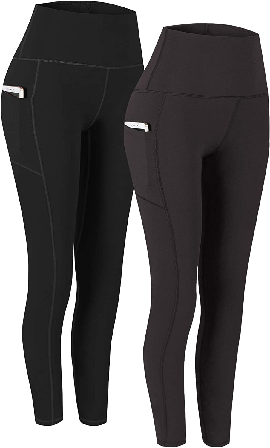 Fengbay 2 Pack High Waist Yoga Pants, Pocket Yoga Pants Tummy Control Workout Running 4 Way Stretch Yoga Leggings  Fengbay Black & Coffe XX-Large 