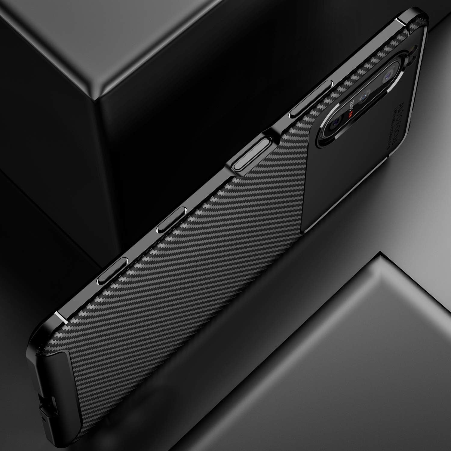 Cruzerlite Case Compatible with Sony Xperia 5 II Case, Carbon Fiber Texture Design Cover Anti-Scratch Shock Absorption Case Made for Sony Xperia 5 II (2020) (Carbon Black)  Swiss Case Limited   