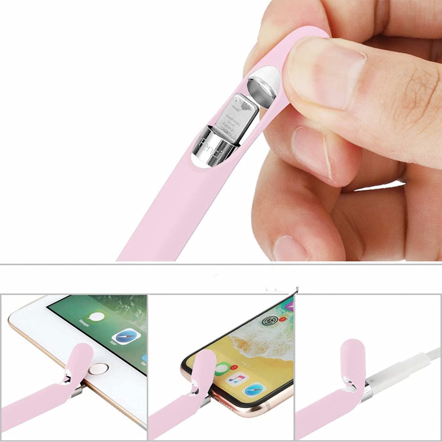 Siduater Silicone Sleeve for Apple Pencil 1St Generation, Ultra Light Pen Skin Case Cover Accessories Soft Protective Ipad Pencil Grip Holder with 2 Nib Cover, 1 Cable Adapter Tether, Pink  siduater   