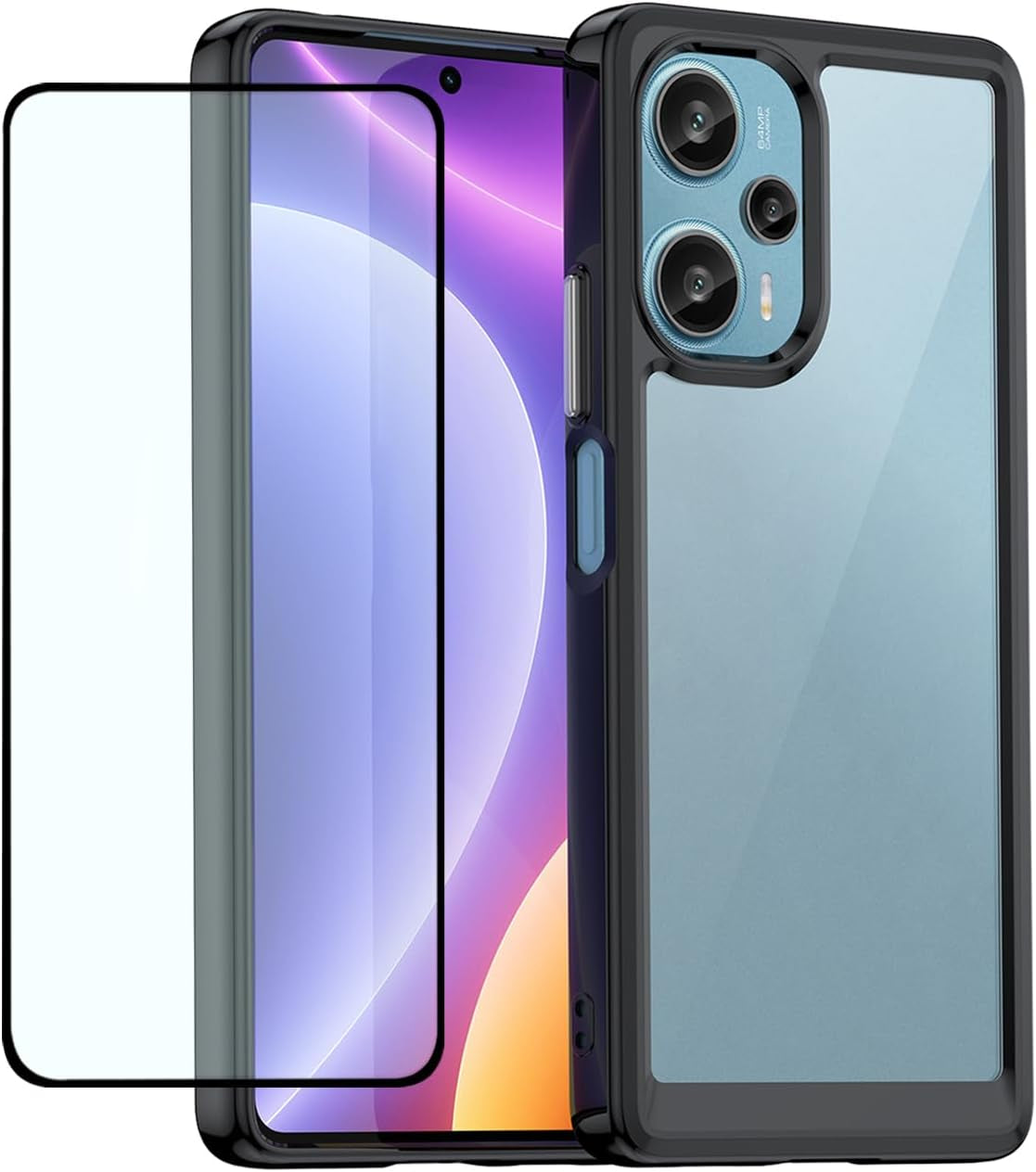 DFTCVBN Phone Case for Redmi Note 11T Pro+/Redmi Note 11T Pro Plus/Redmi K50I/X4 GT Case with Screen Protector, Soft Bumper with Clear Crystal PC Hard Back Cover Cases for Xiaomi Poco X4 GT Clear Blue  DFTCVBN Black  