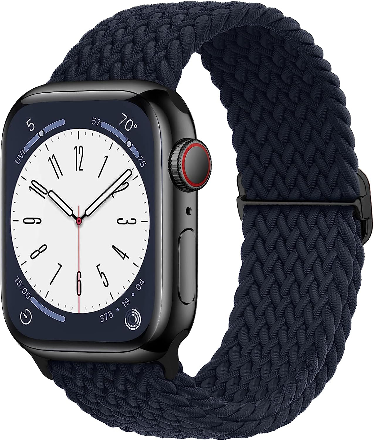 Merlion Stretchy Braided Solo Loop Compatible with Apple Watch Band 38Mm 40Mm 41Mm 42Mm 44Mm 45Mm 49Mm, Sports Adjustable Elastic Straps for Iwatch  Merlion Midnight 42MM/44MM/45MM/49MM 