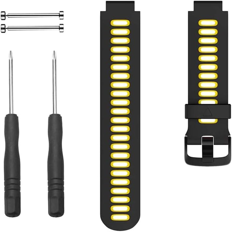 XNWKF Watch Band for Garmin Forerunner 735XT 735/220/230/235/620/630, Soft Silicone Replacement Straps for Forerunner 235 Band  XNWKF Yellow Black  