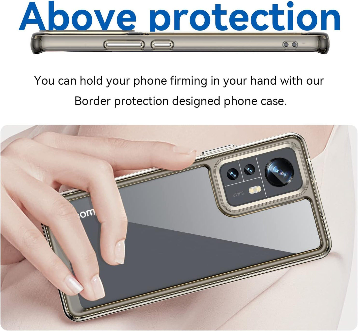 Zhuoopinn Case for Xiaomi Mi 12 Phone Case Slim Dropproof [Defend from Drop/Scratch/Slip/Fingerprint] Clear Acrylic Hard Back Soft TPU Bumper Hybrid Phone Cover for Xiaomi Mi 12-Crystal Black  Zhuoopinn   