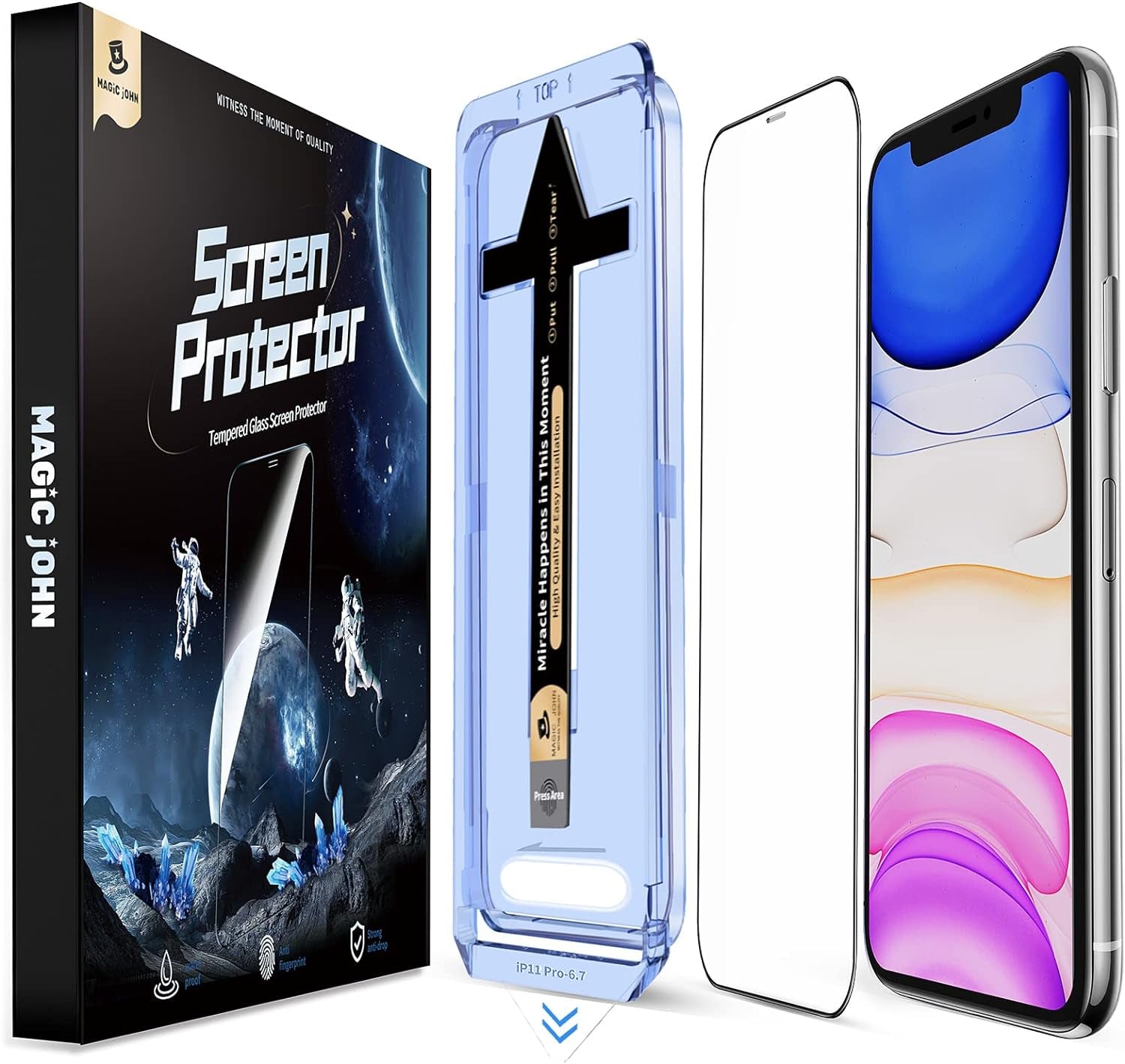 MAGIC JOHN 2 Pack for Samsung Galaxy S22 Ultra Screen Protector [Ceramic Film] Not Glass 6.8 Inch,[100% Fingerprint ID Compatible] Easy Installation Tray, 3D Curved, Bubble Free, Scratch Proof, HD Clear, Case Friendly  MAGIC JOHN 11  