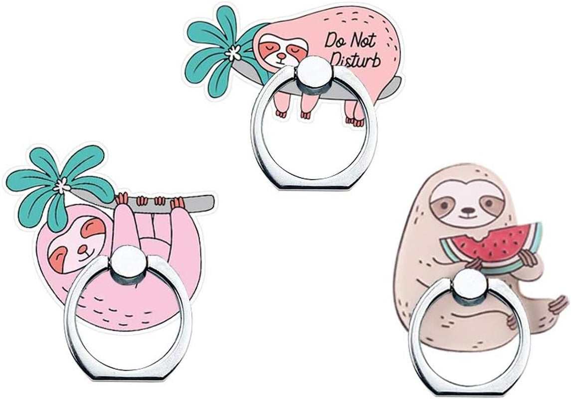 Phone Ring Holder Stand,Phone Ring Stand Holder 360 Rotation Finger Ring Grip Stand for Cellphones,Smartphones and Tablets (2 Pack Kawaii Kitty Phone Ring Stand)  RRJQW 3 Pack Sloth Phone Ring Stand  