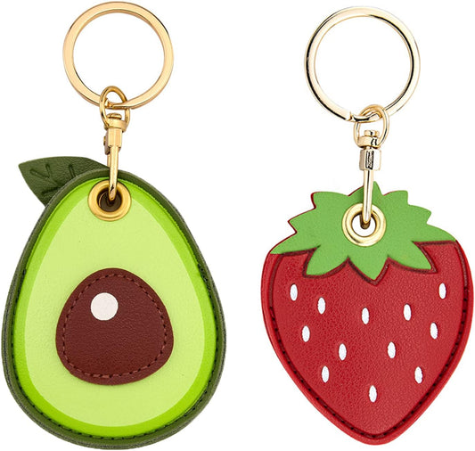 [2 Pack] Leather Airtag Holder Case Access Card Keychain, Cute Airtag Keychain Case with Key Ring, Anti-Scratch Shockproof Air Tag GPS Tracker Cover Accessories for Kids Girls Backpacks  KARBAG   