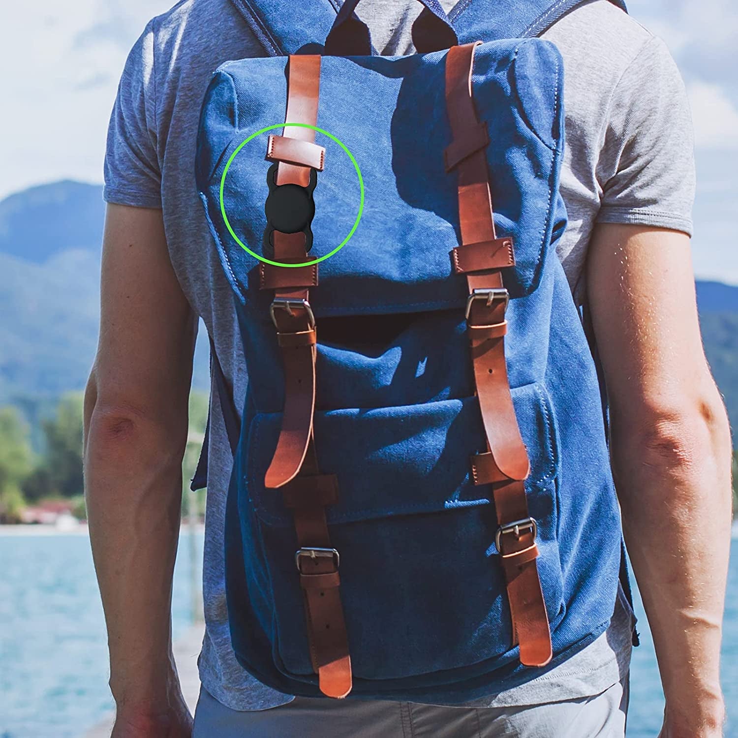 Airtag Holder Compatible Apple Air Tag,2 Pack Silicone Case for Pet Dog Cat Collar and Kid’S School Bag Backpack Black&Orange  JEANUE   