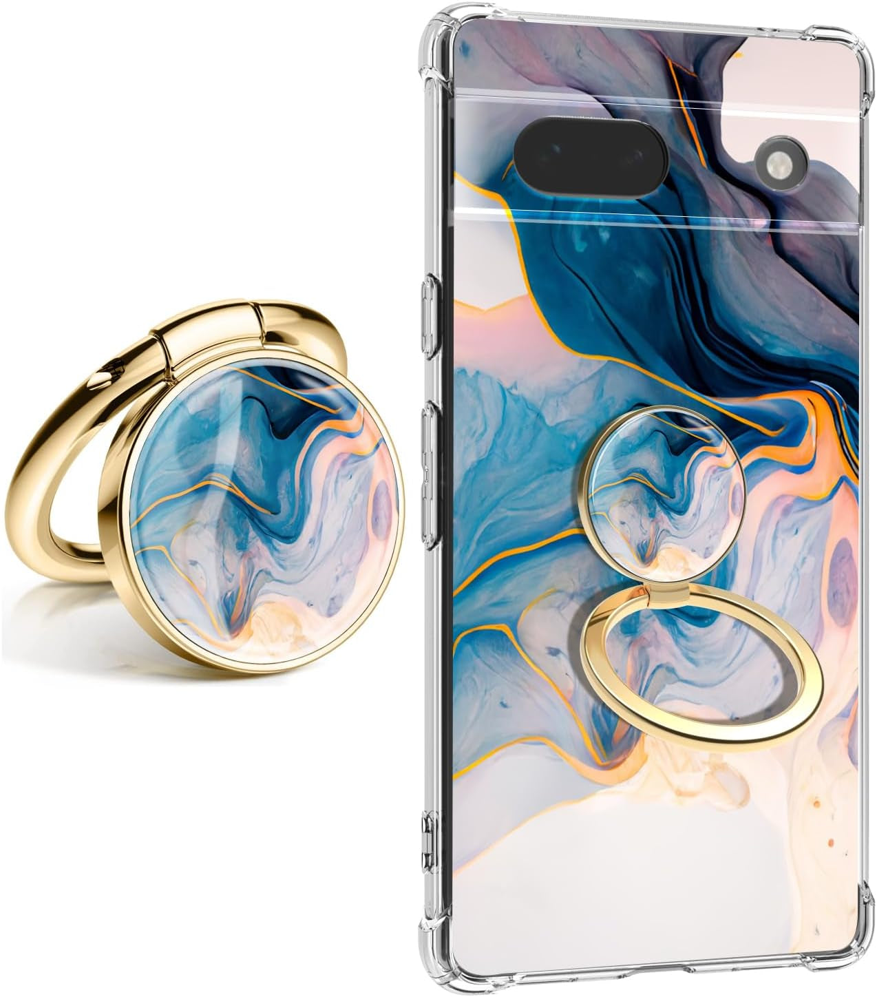 CLATUK for Google Pixel 8 Case with Screen Protector, [Marble Slim]+[Anti-Drop Shockproof Protective] Soft TPU Women Stylish Pixel 8 Phone Covers 2023 6.17 Inch (Alpine Lake)  CLATUK Mountain With Holder  