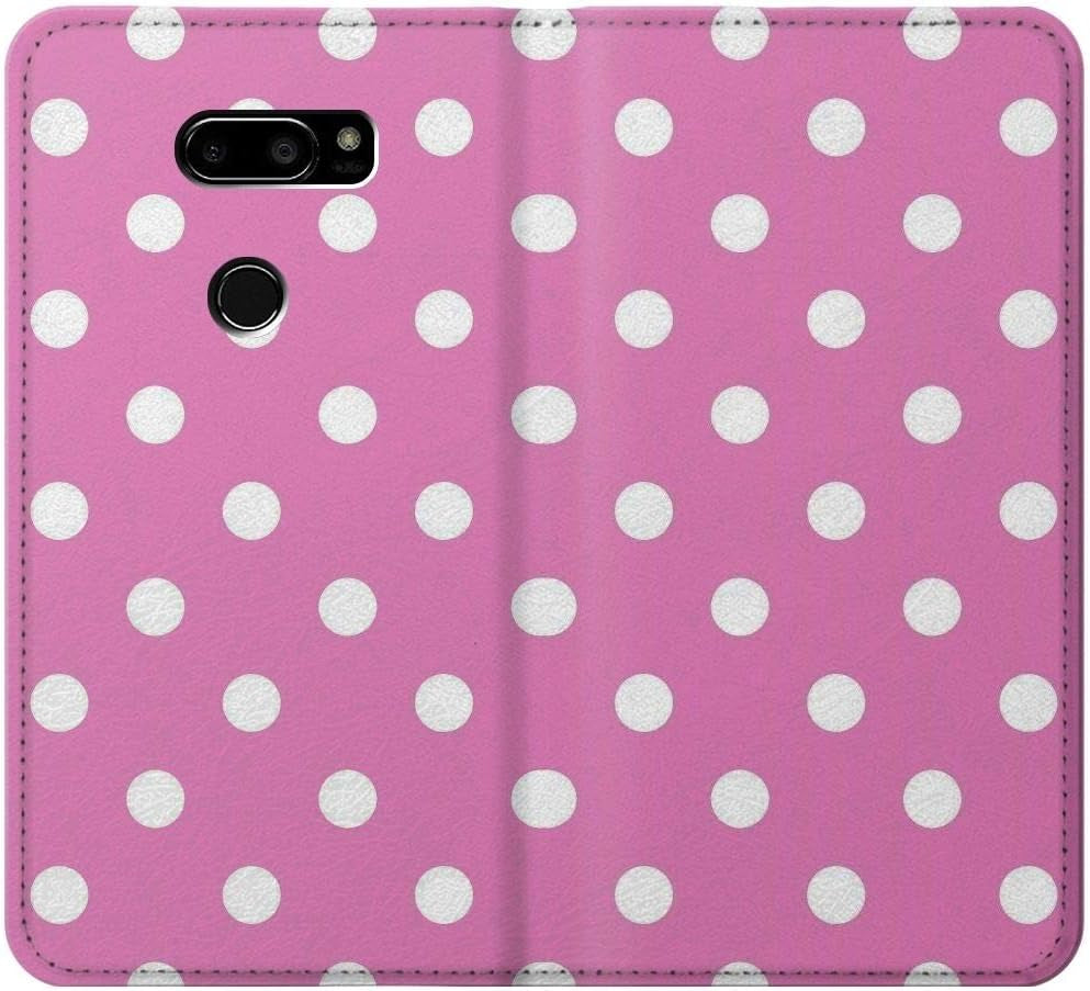 RW2358 Pink Polka Dots PU Leather Flip Case Cover for LG V30, LG V30 Plus, LG V30S Thinq, LG V35, LG V35 Thinq  JJ Phone Case   