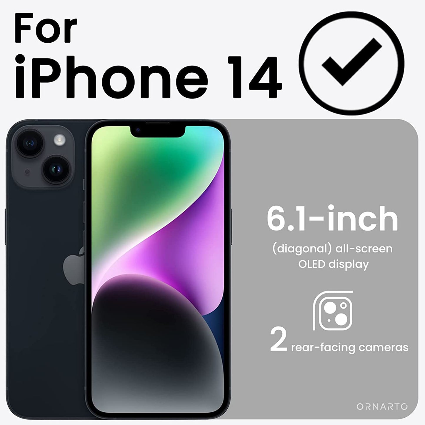 ORNARTO Compatible with Iphone 14 Case 6.1, Slim Liquid Silicone 3 Layers Full Phone Covered Soft Gel Rubber Case Protective Phone Cover 6.1 Inch-Black  ORNARTO   