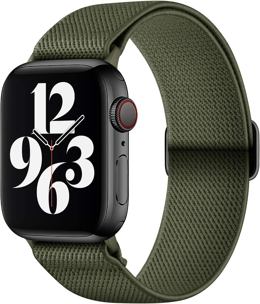 AMANECER Stretchy Nylon Watch Bands Compatible with Apple Watch Ultra Series 8/7/6/5/4/3/2/1 SE, Adjustable Braided Elastic Sport Loop Rugged Straps for Iwatch Women Men (Hunter Green, 38/40/41MM)  AMANECER Olive Army Green 42/44/45/49MM 