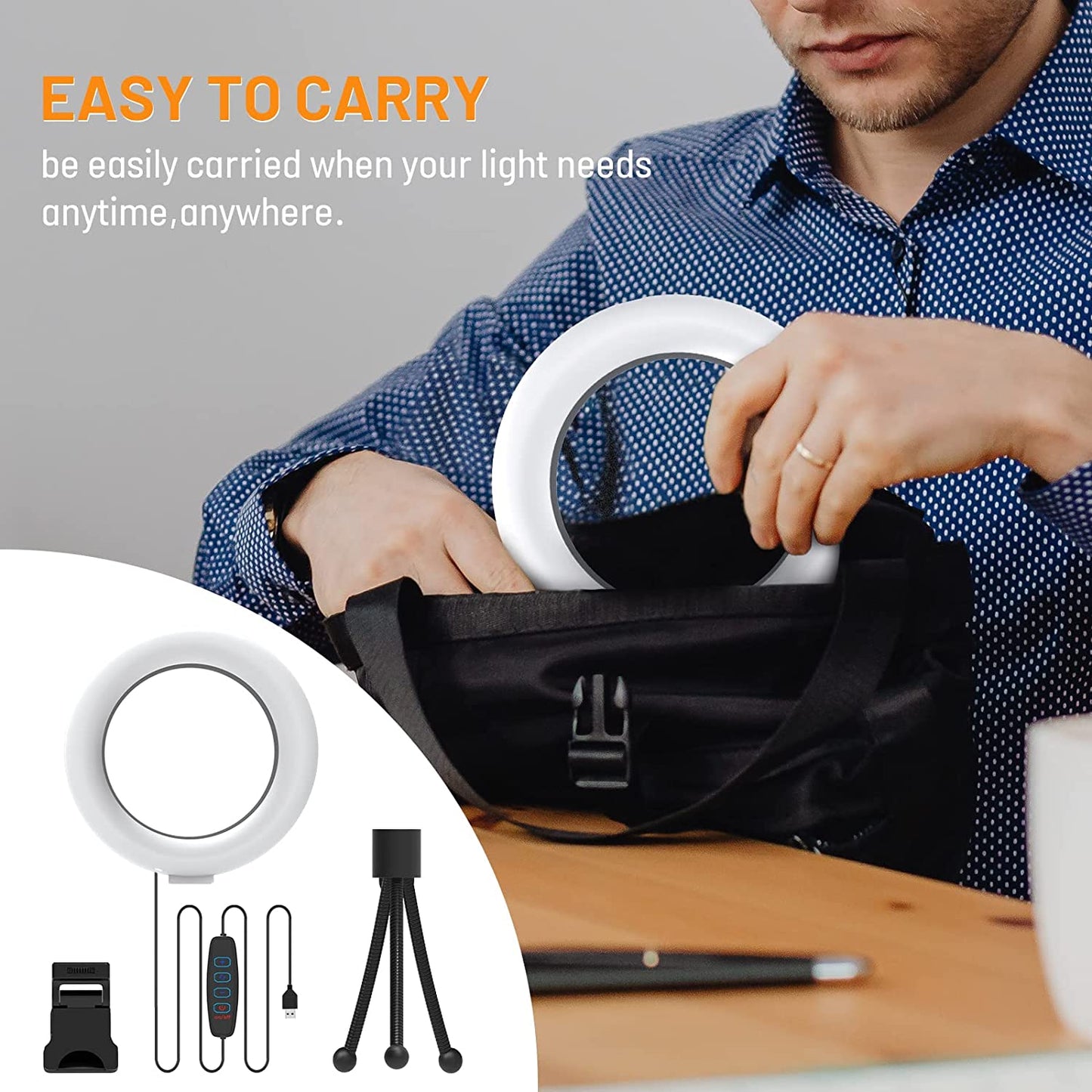 Selfie Ring Light for Computer, 6” LED Video Conference Lighting Kits for Live Streaming/Makeup/Youtube/Tik TOK, Compatible with Cell Phone/Computer/Camera  bigleap   