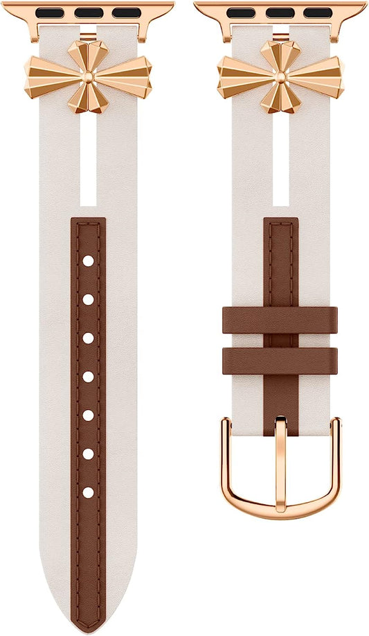 Missair Leather Band Compatible for Apple Watch Band 38Mm 40Mm 41Mm 42Mm 44Mm 45Mm 49Mm Women, Vintage 2-Tone Genuine Leather Wristband Replacement Strap for Iwatch Series 8 7 6 5 4 3 2 1 SE Ultra  Missair   