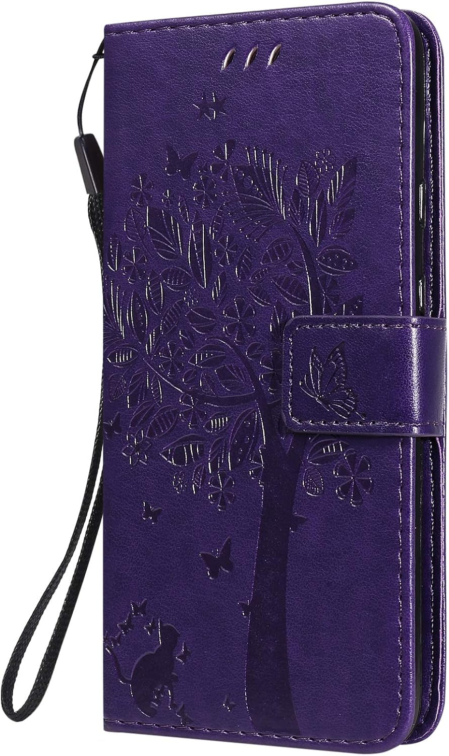 LEMAXELERS Google Pixel 4A 5G Case Embossed Wallet Shockproof Case Flip Premium PU Leather Magnetic Card Slots with Stand Cover for Google Pixel 4A 5G / Pixel 5 XL Wishing Tree Purple KT  LEMAXELERS   