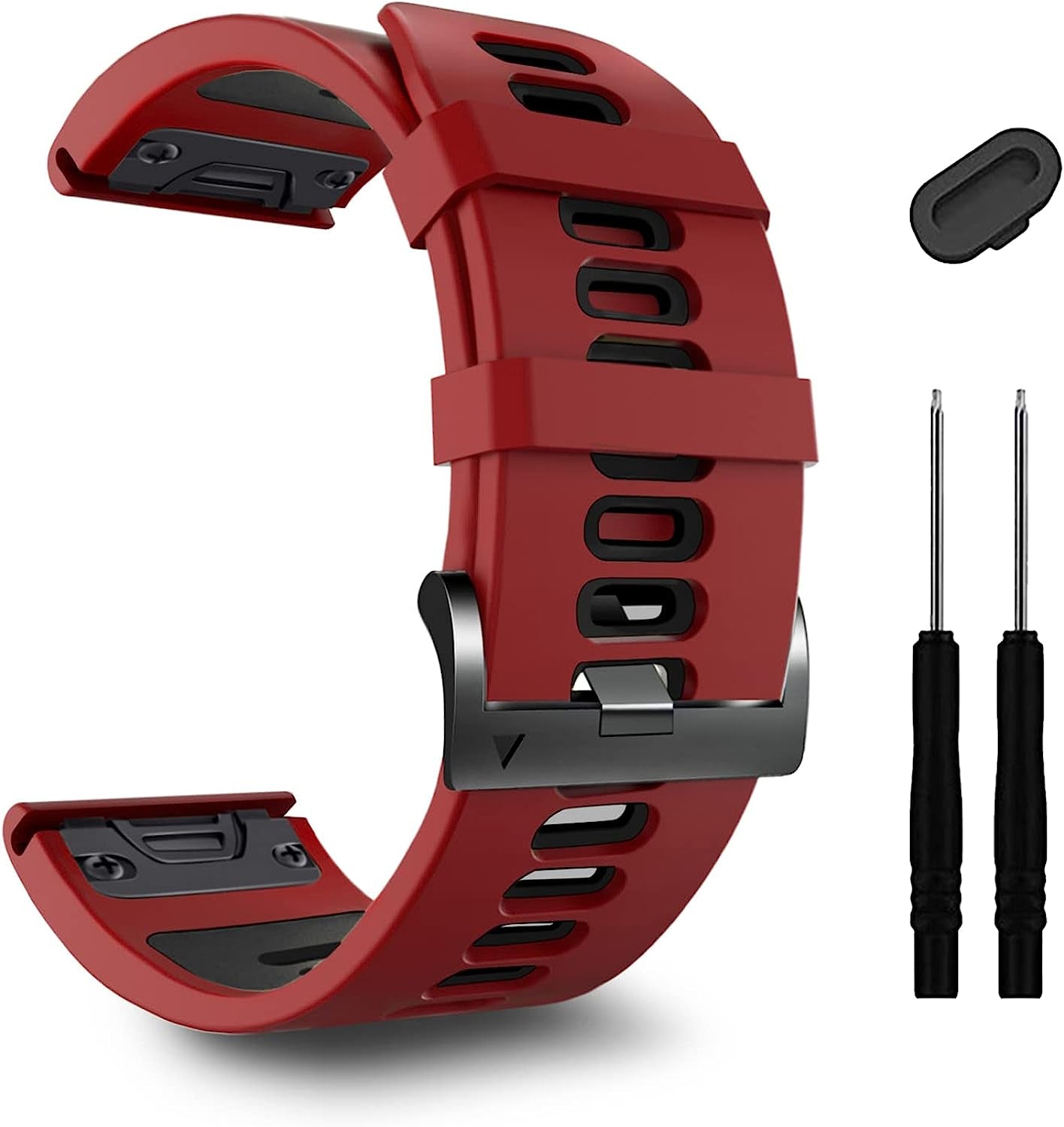 Compatible with Garmin Watch Bands,26Mm Width Soft Silicone Quick Release Straps for Fenix 7X/Enduro/Fenix 6X Pro/Fenix 6X/Fenix 5X Plus/Fenix 3/Fenix 3 Hr/Descent Mk1/D2 Delta Px/Tactix Delta,Black-Grey  ZPJPPLX Red/Black  