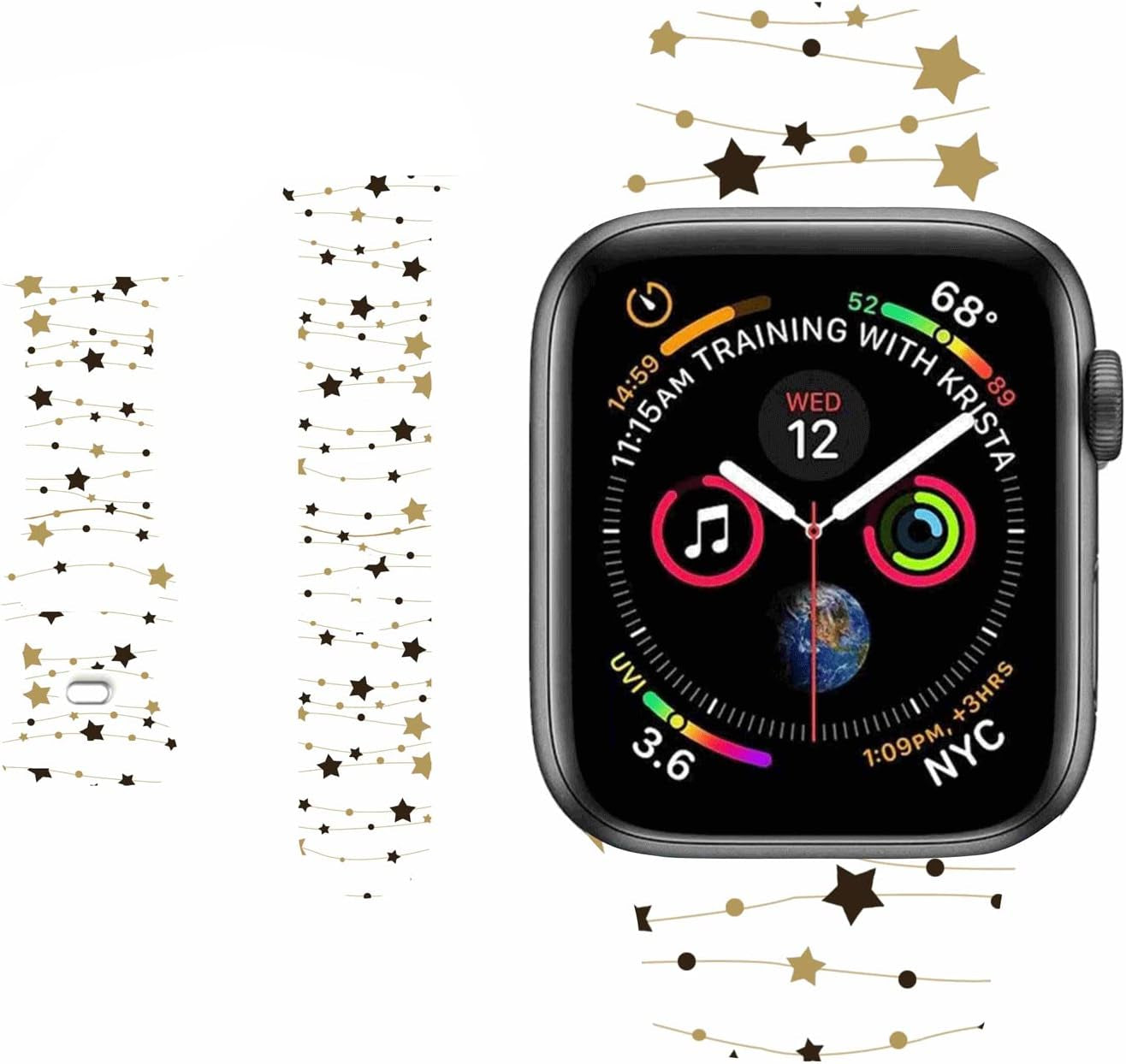 Breathable Christmas Pattern Bands Compatible with Apple Watch 42Mm 44Mm 45Mm M/L,Girls Women Men Colorful Soft Silicone Wristband Strap for Iwatch SE & Series 8/7/6/5/4/3/2/1 (Christmas Plaid)  HYHMXB 11.Dreamy Star Christmas 42mm/44mm/45mm M/L 