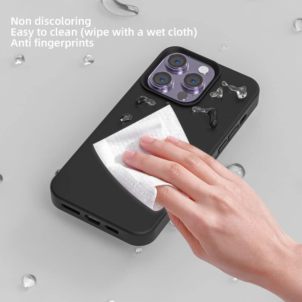 SOH Iphone 14 Pro Silicone Case 6.1 Inch Full-Body Shockproof Case with Ultra-Thin Inner Lining Compatible with Apple Iphone 14 Pro (Black)  SOH Mingying   