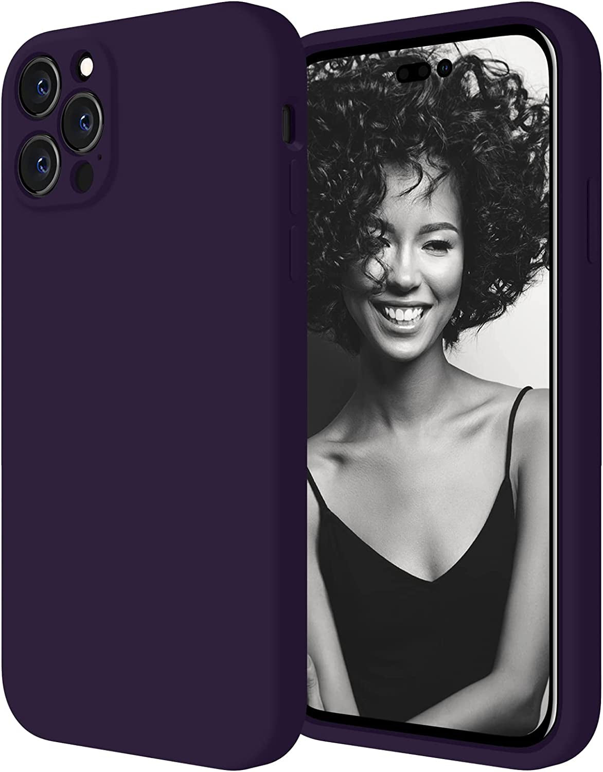 Firenova for Iphone 14 Pro Case, Silicone Upgraded [Camera Protection] Phone Case with [2 Screen Protectors], Soft Anti-Scratch Microfiber Lining Inside, 6.1 Inch, Black  FireNova Purple  
