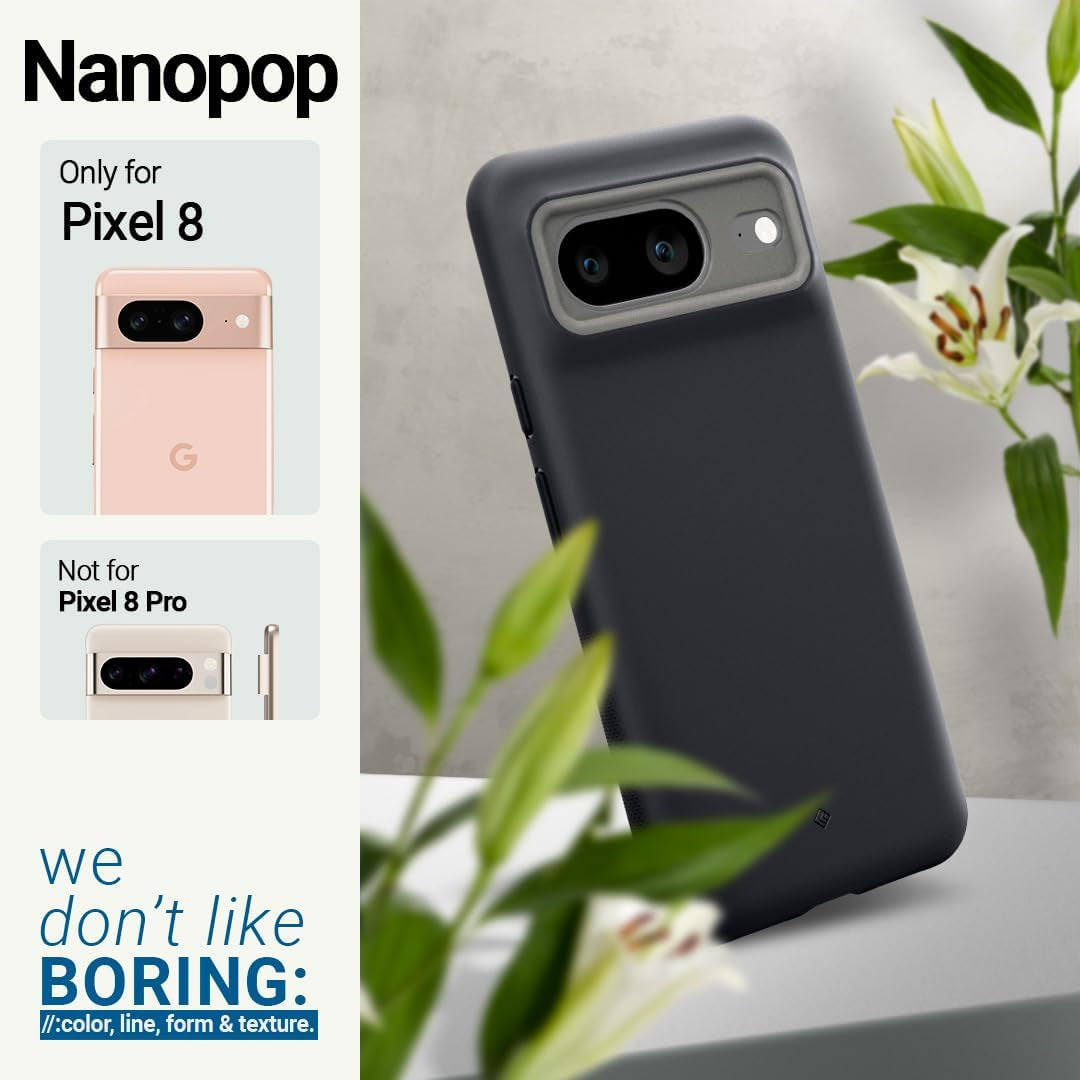 Caseology Nano Pop Silicone Case Compatible with Google Pixel 8 Case 5G [Military Grade Drop Tested](2023) - Black Sesame  Caseology   