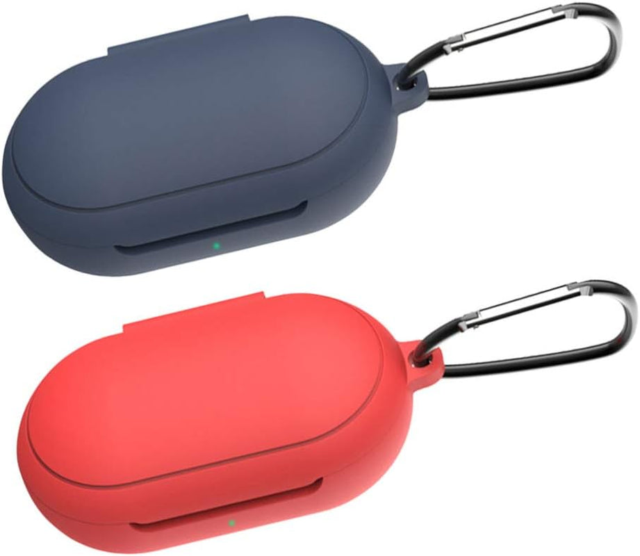 Earbuds Case Compatible for Samsung plus Case - 2 Pcs Silicone Case Cover Anti-Scratch Earbuds Carrying Case Shock Resistant Protective Case Skin with Keychain (Red+Dark Blue)  Hemobllo   