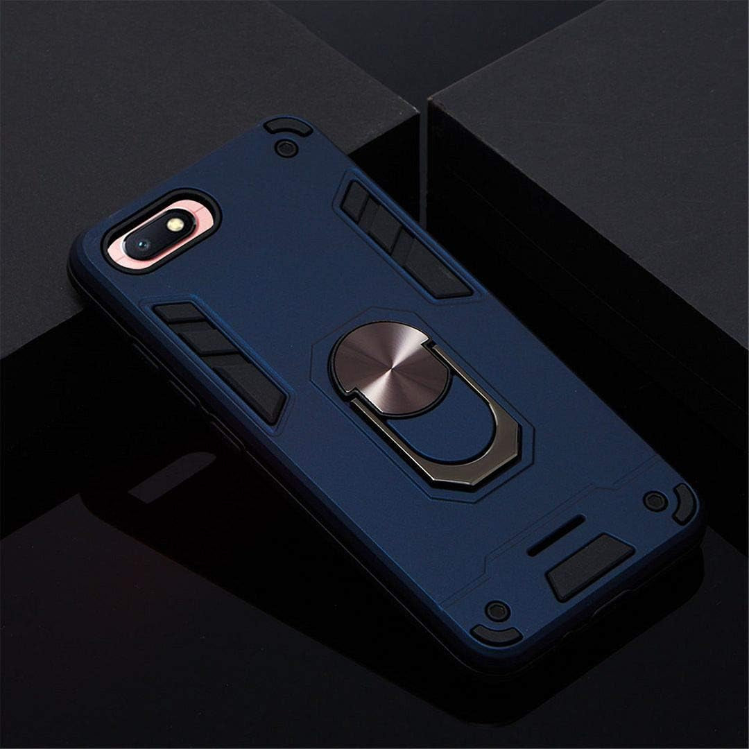Xiaomi Redmi 6A Case, SATURCASE Armor Hybrid 2 in 1 [PC & Silicone] Dual-Layer Ring Kickstand Bumper Shockproof Protective Case Cover for Xiaomi Redmi 6A (Dark Blue)  SATURCASE   