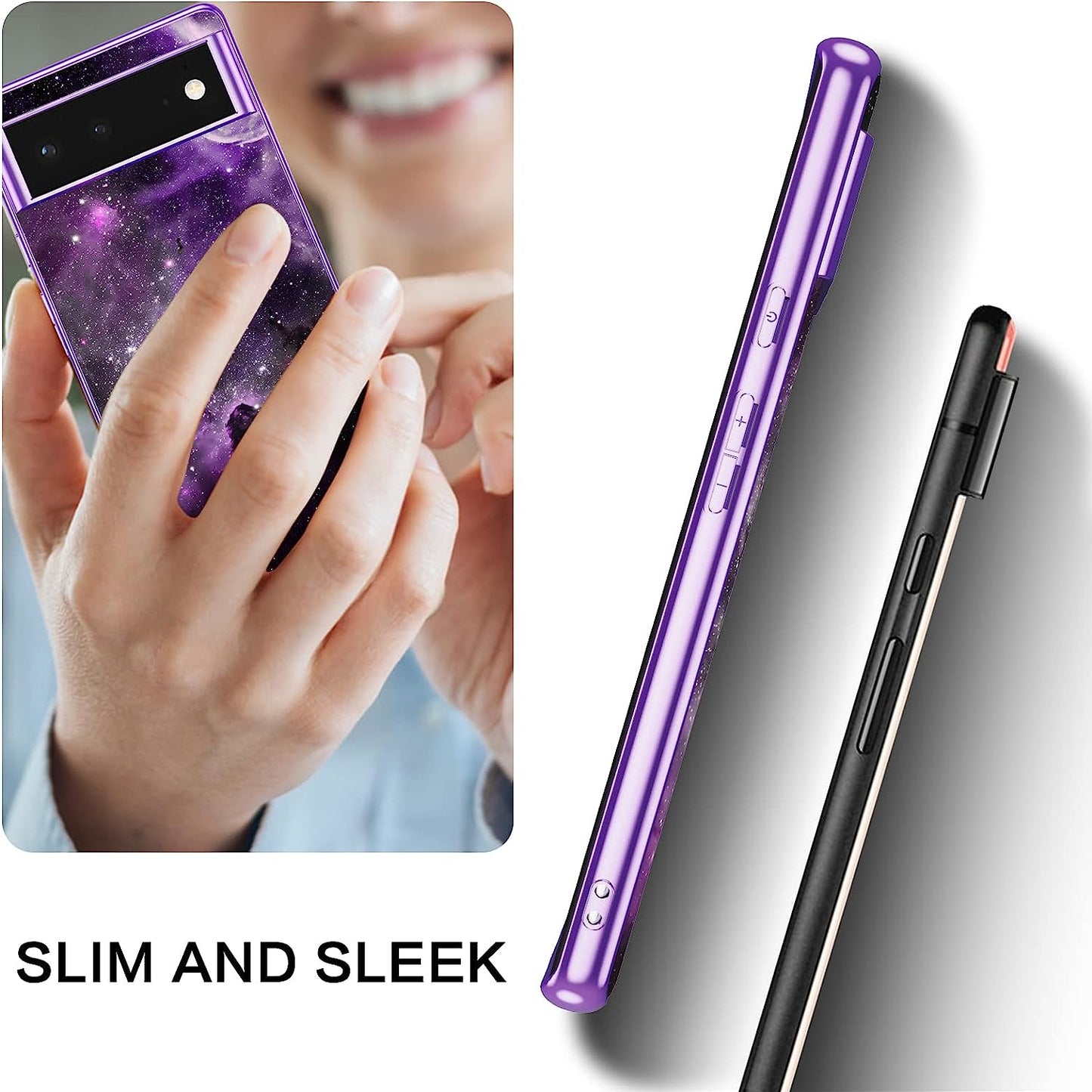 BENTOBEN Pixel 6 Case, Google Pixel 6 Case, Slim Fit Glow in the Dark Soft Flexible Bumper Protective Shockproof anti Scratch Non-Slip Cute Case Cover for Google Pixel 6 (2021) 6.4 Inch, Purple Nebula  BENTOBEN   